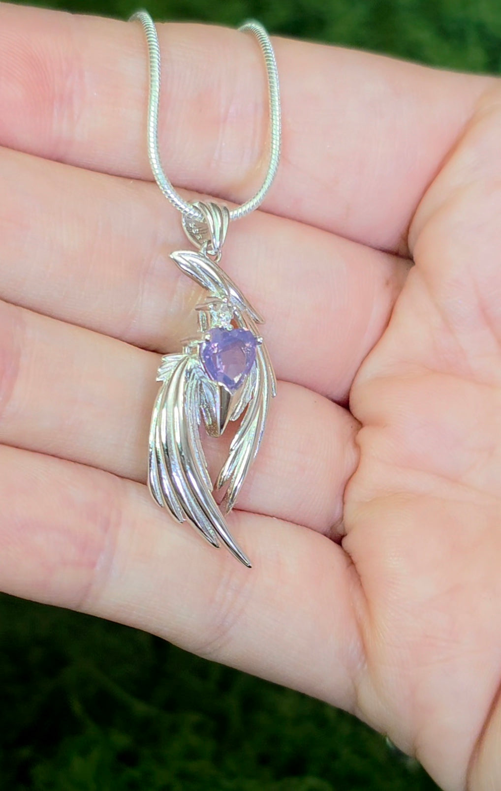 Lavender Moon Quartz Heart Pendant C