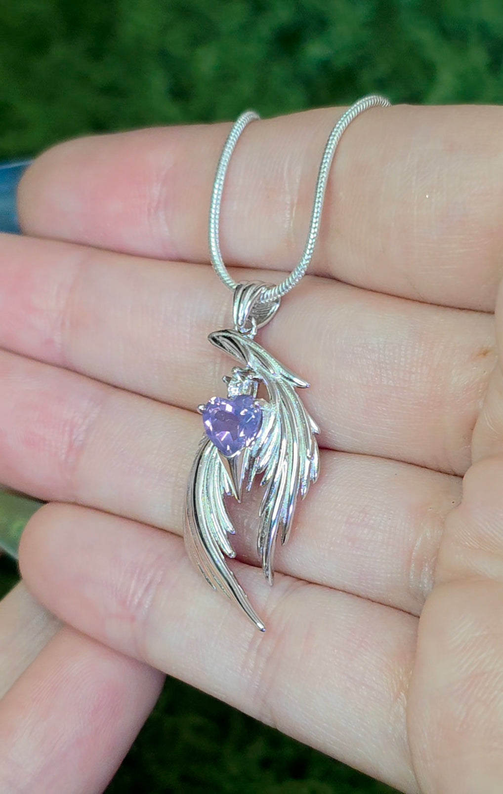 Lavender Moon Quartz Heart Pendant C