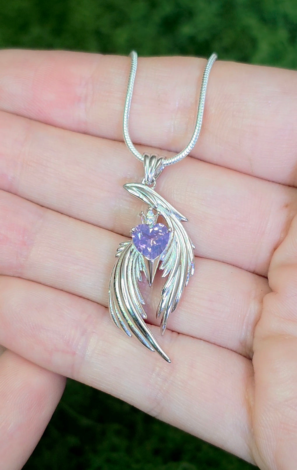 Lavender Moon Quartz Heart Pendant C