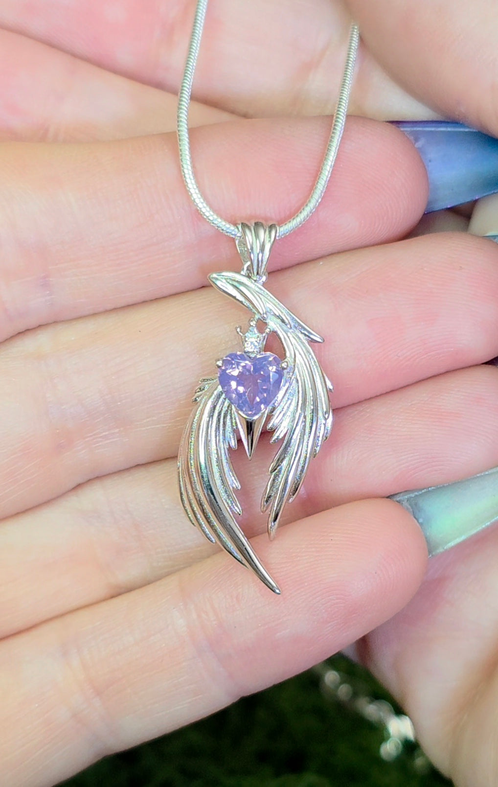 Lavender Moon Quartz Heart Pendant C