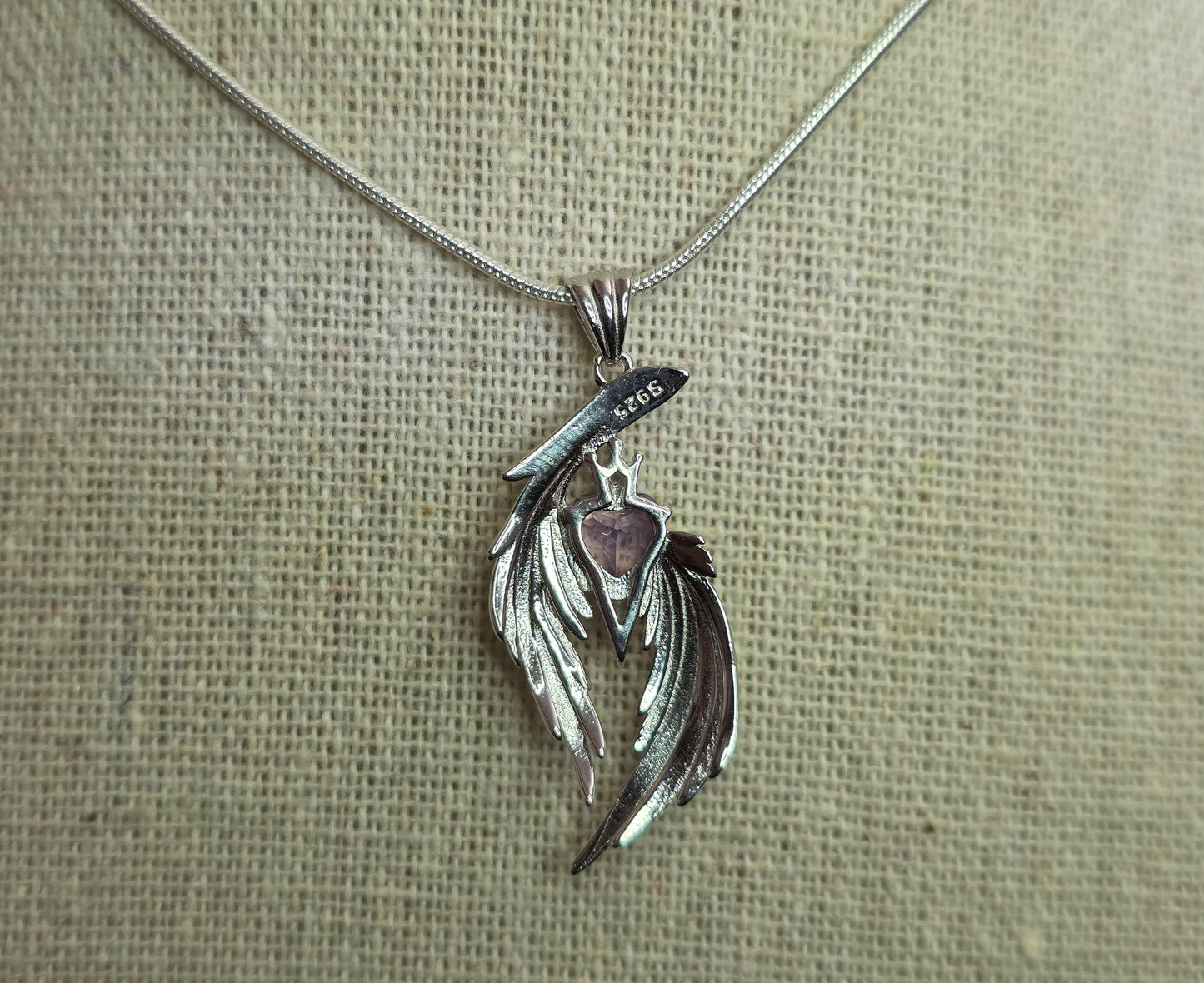 Lavender Moon Quartz Heart Pendant C