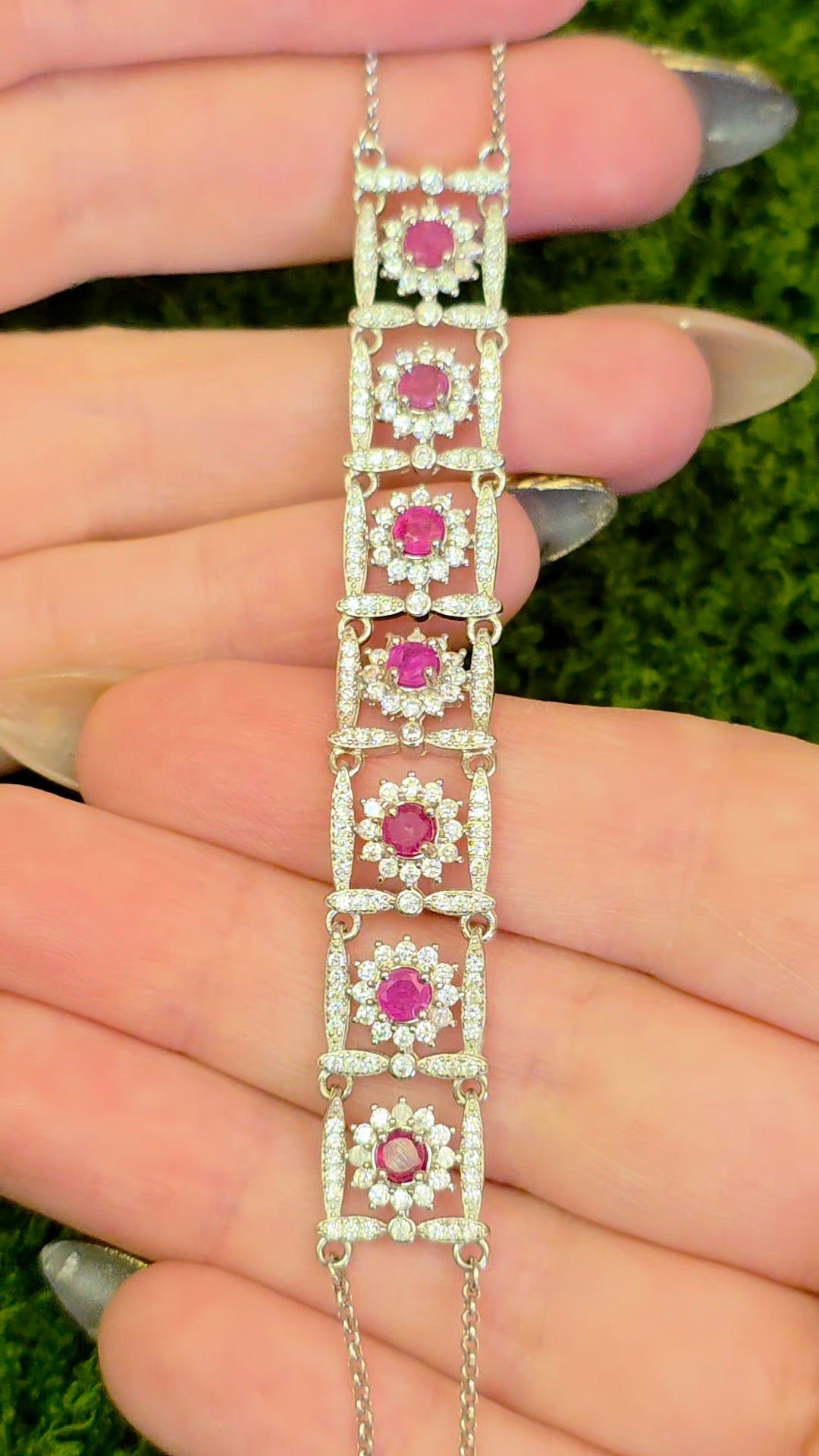 Ruby Sterling Silver Pabel Bracelet