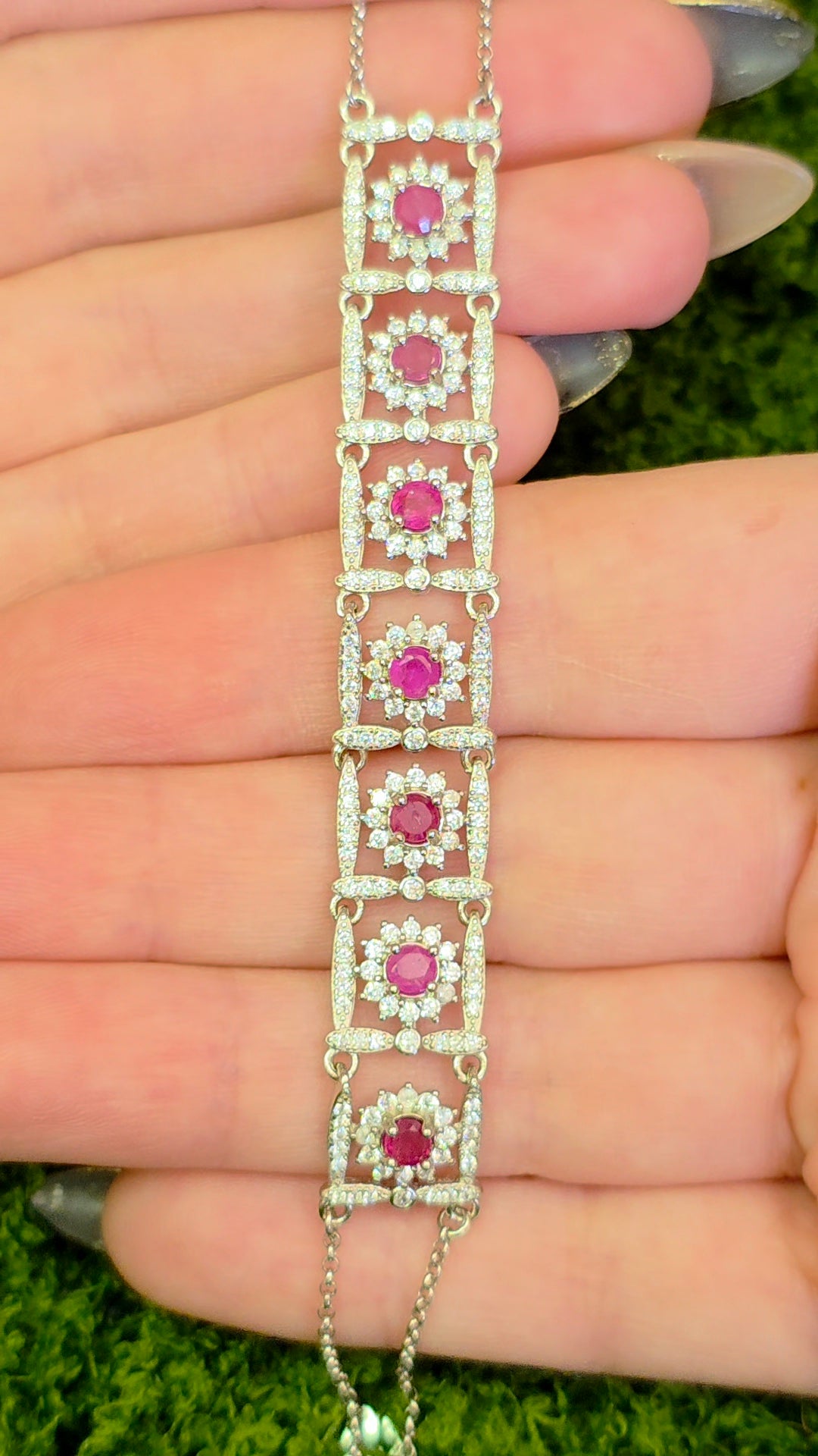 Ruby Sterling Silver Pabel Bracelet