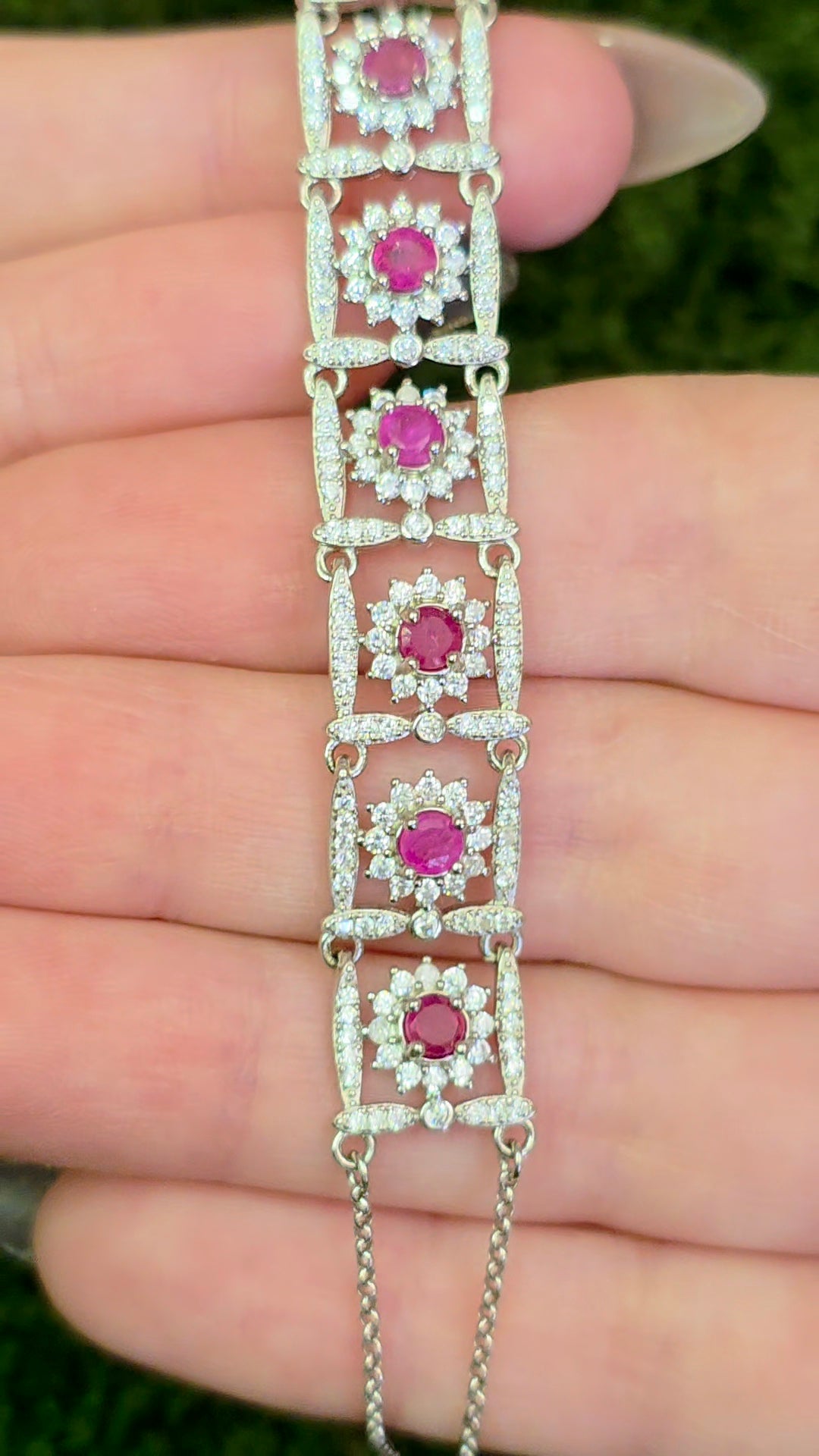 Ruby Sterling Silver Pabel Bracelet