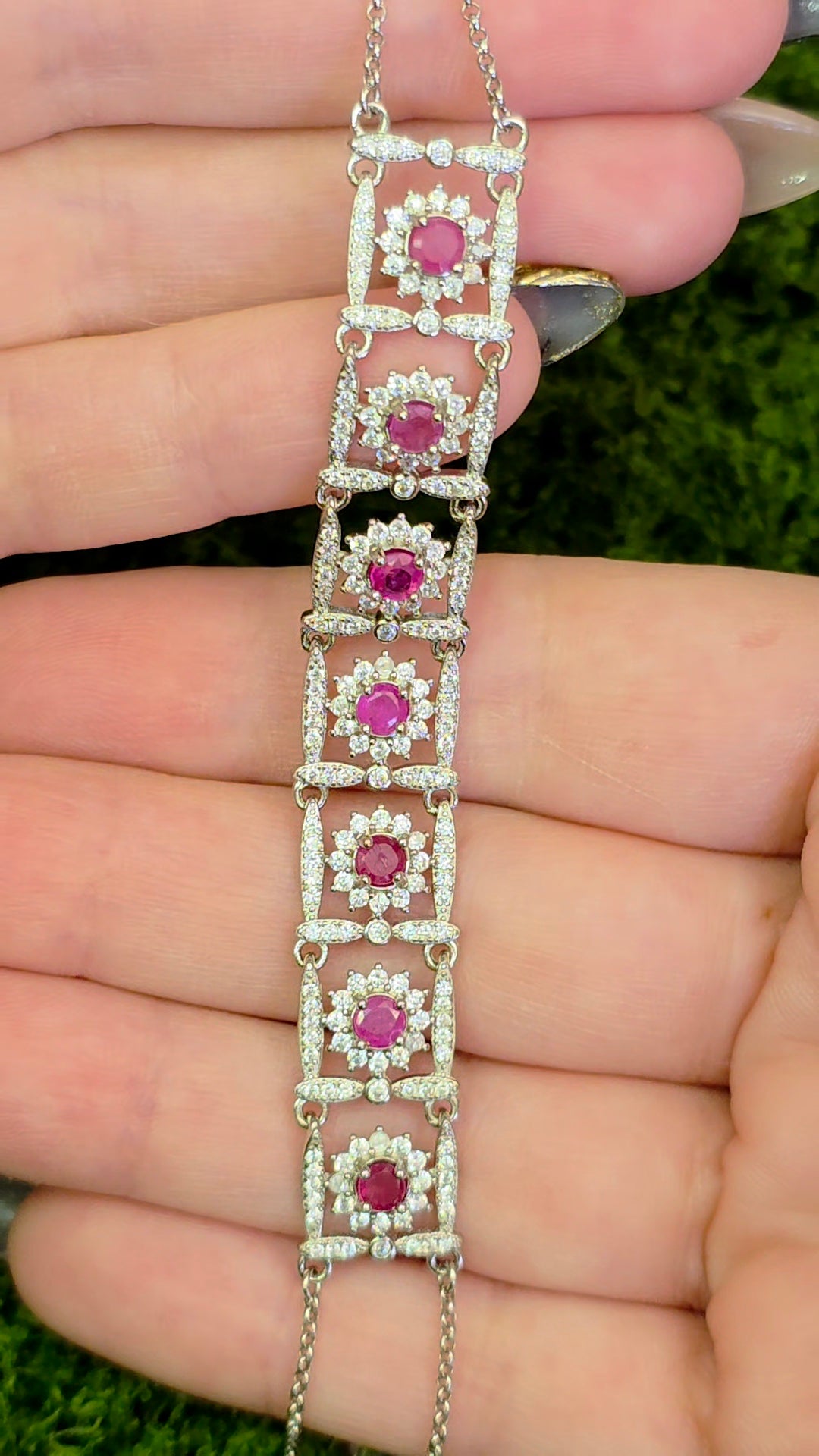 Ruby Sterling Silver Pabel Bracelet