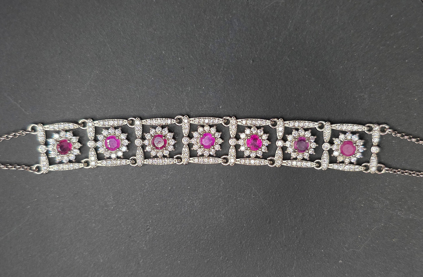 Ruby Sterling Silver Pabel Bracelet