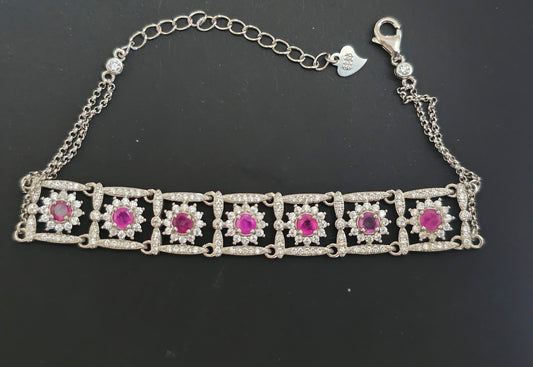Ruby Sterling Silver Pabel Bracelet