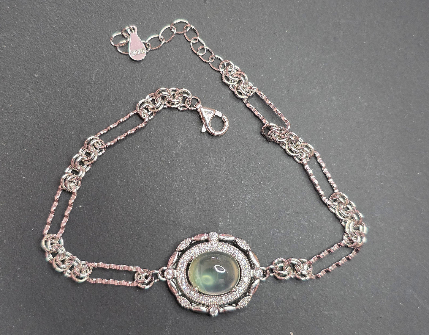 Prehnite Sterling Silver Bracelet