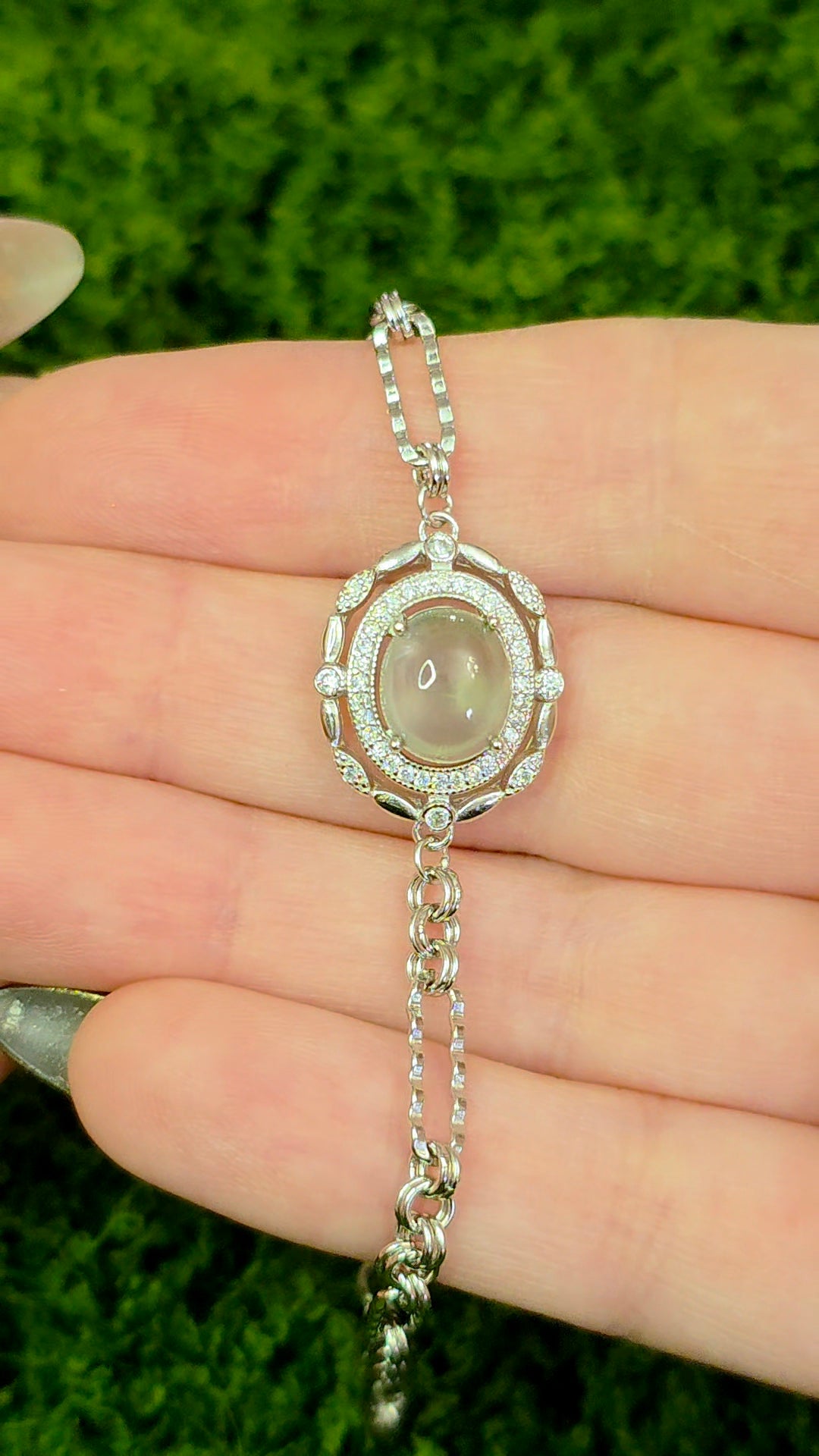 Prehnite Sterling Silver Bracelet