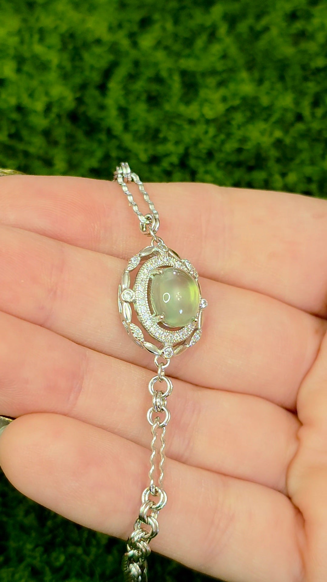 Prehnite Sterling Silver Bracelet