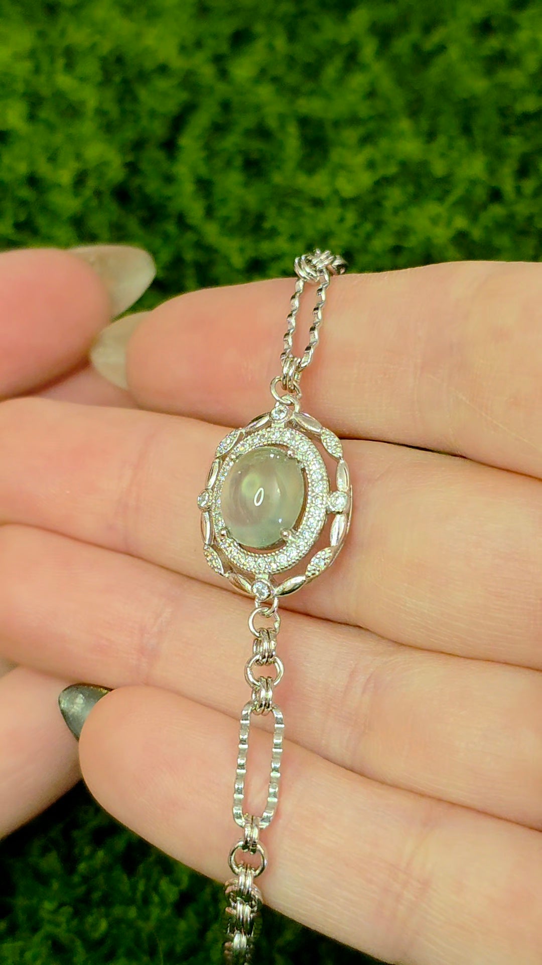 Prehnite Sterling Silver Bracelet