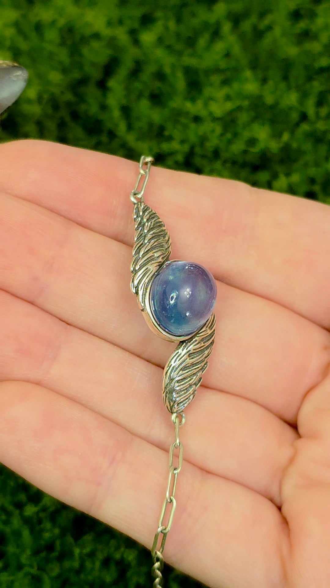 Aquamarine Sterling Silver Wings Bracelet