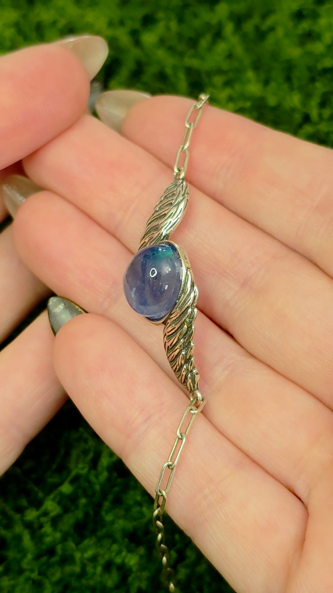 Aquamarine Sterling Silver Wings Bracelet