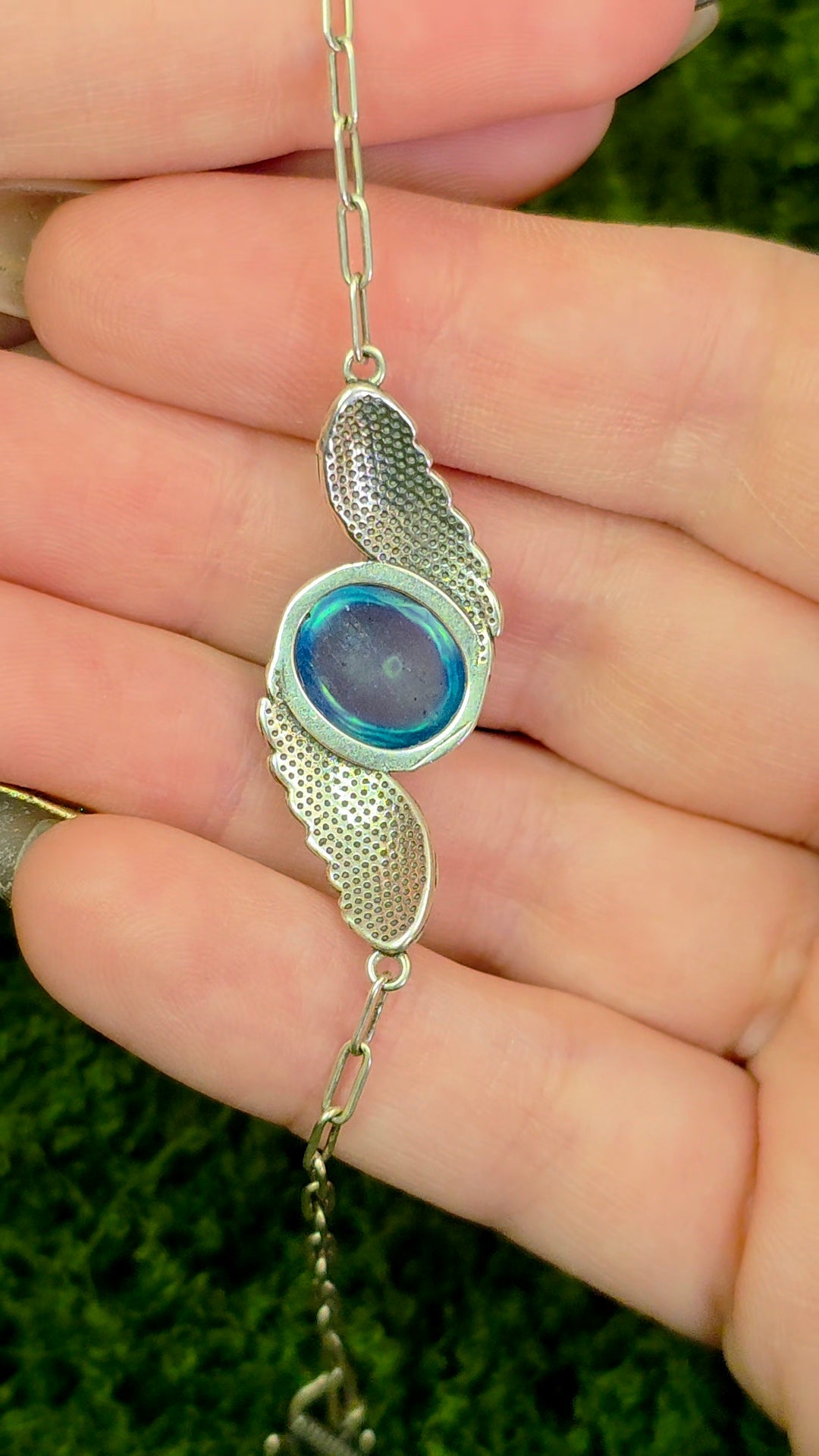 Aquamarine Sterling Silver Wings Bracelet