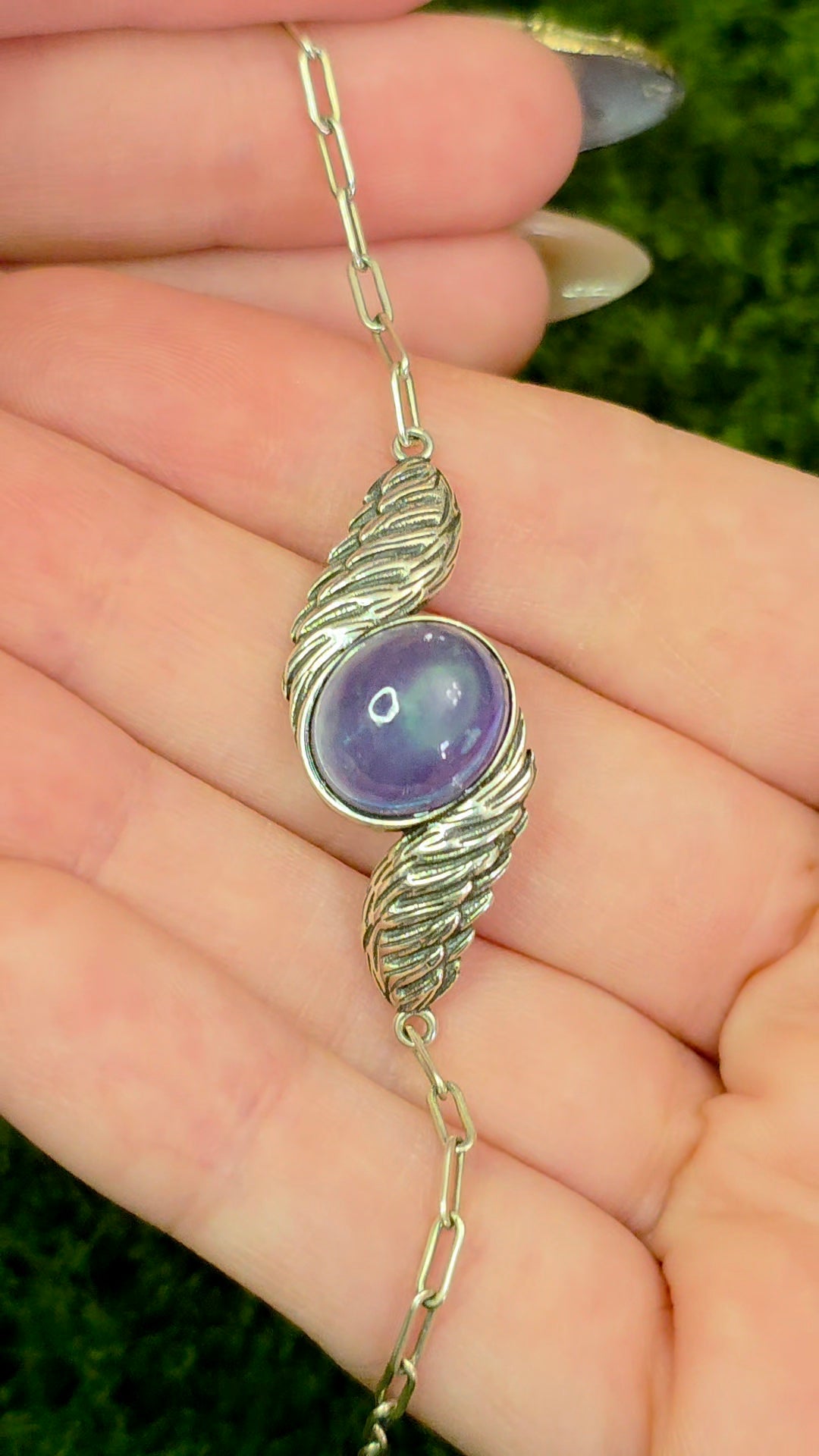 Aquamarine Sterling Silver Wings Bracelet
