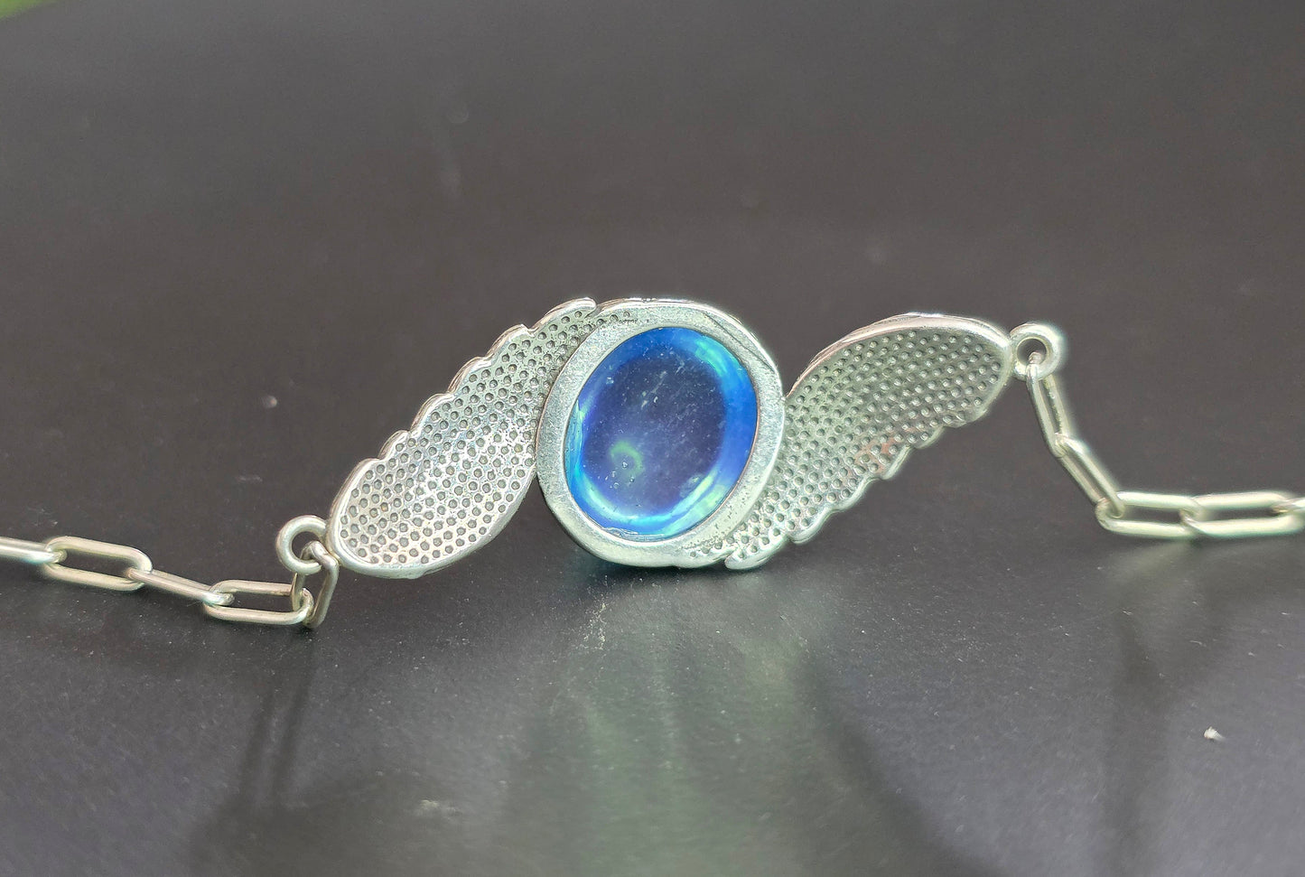 Aquamarine Sterling Silver Wings Bracelet