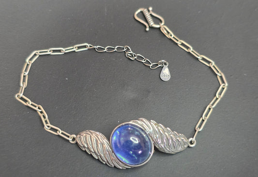 Aquamarine Sterling Silver Wings Bracelet