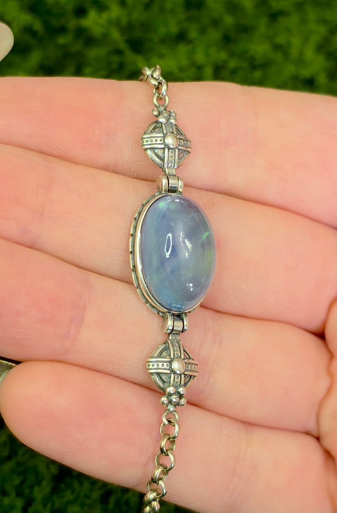 Aquamarine Sterling Silver Link Bracelet