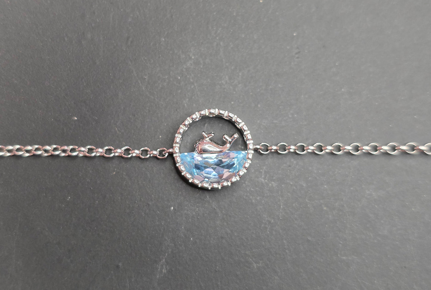 Blue Topaz Whale Sterling Silver Bracelet