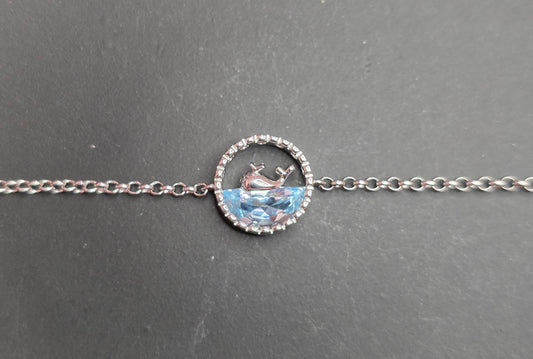 Blue Topaz Whale Sterling Silver Bracelet