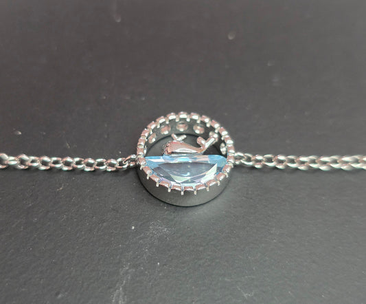 Blue Topaz Whale Sterling Silver Bracelet