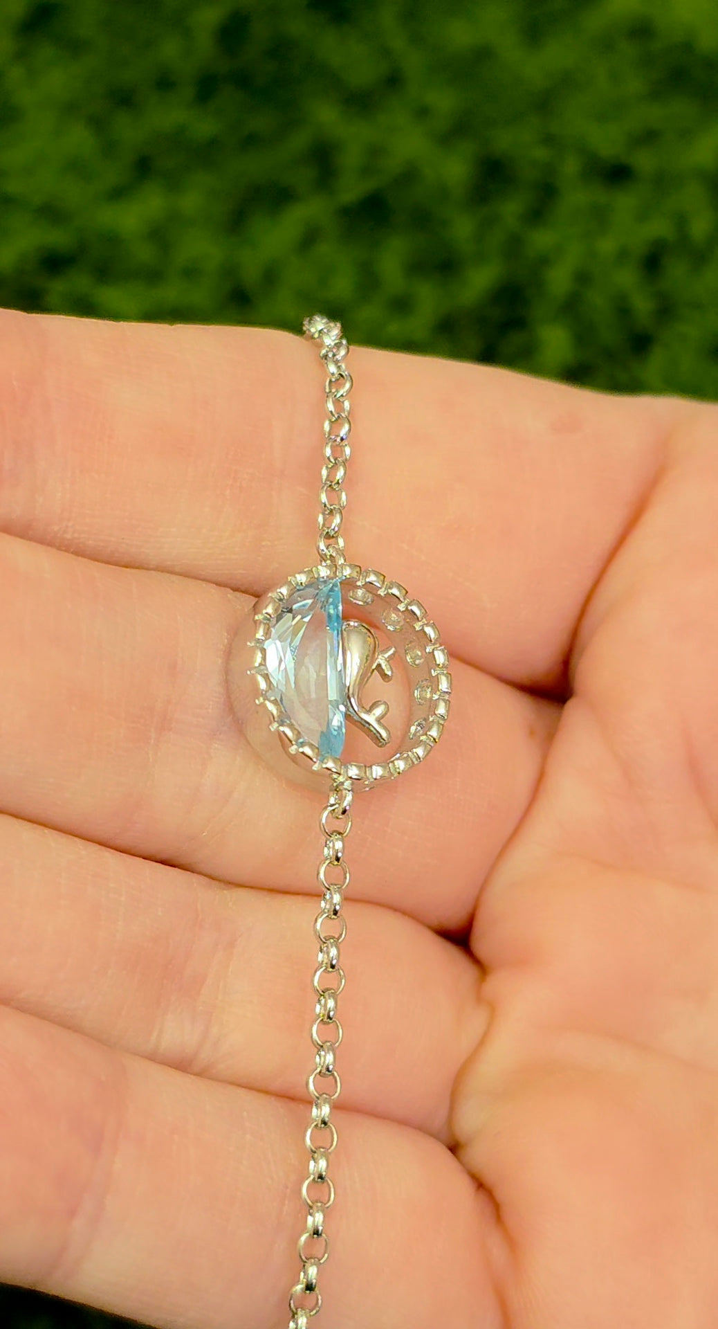 Blue Topaz Whale Sterling Silver Bracelet
