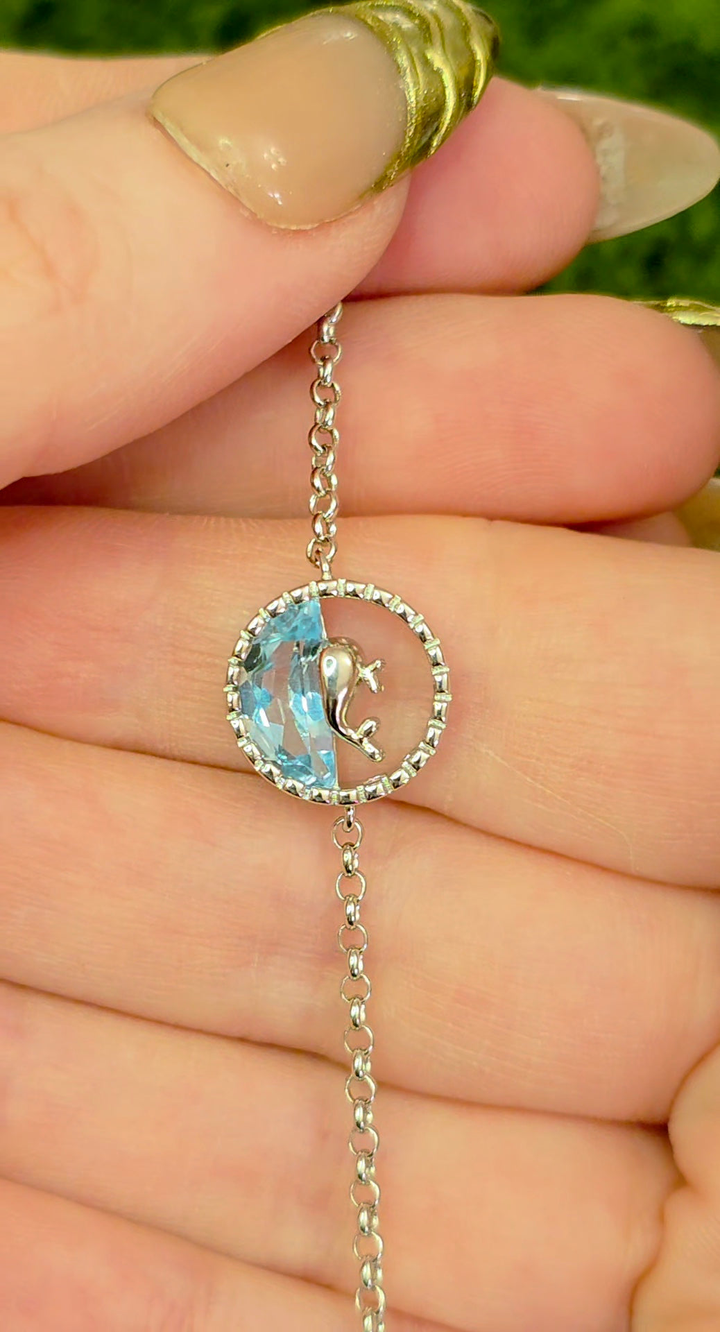Blue Topaz Whale Sterling Silver Bracelet