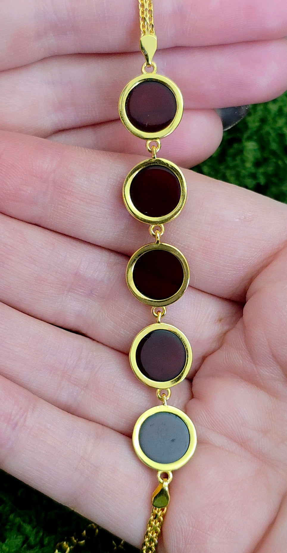 Dark Amber Sterling Silver Bracelet