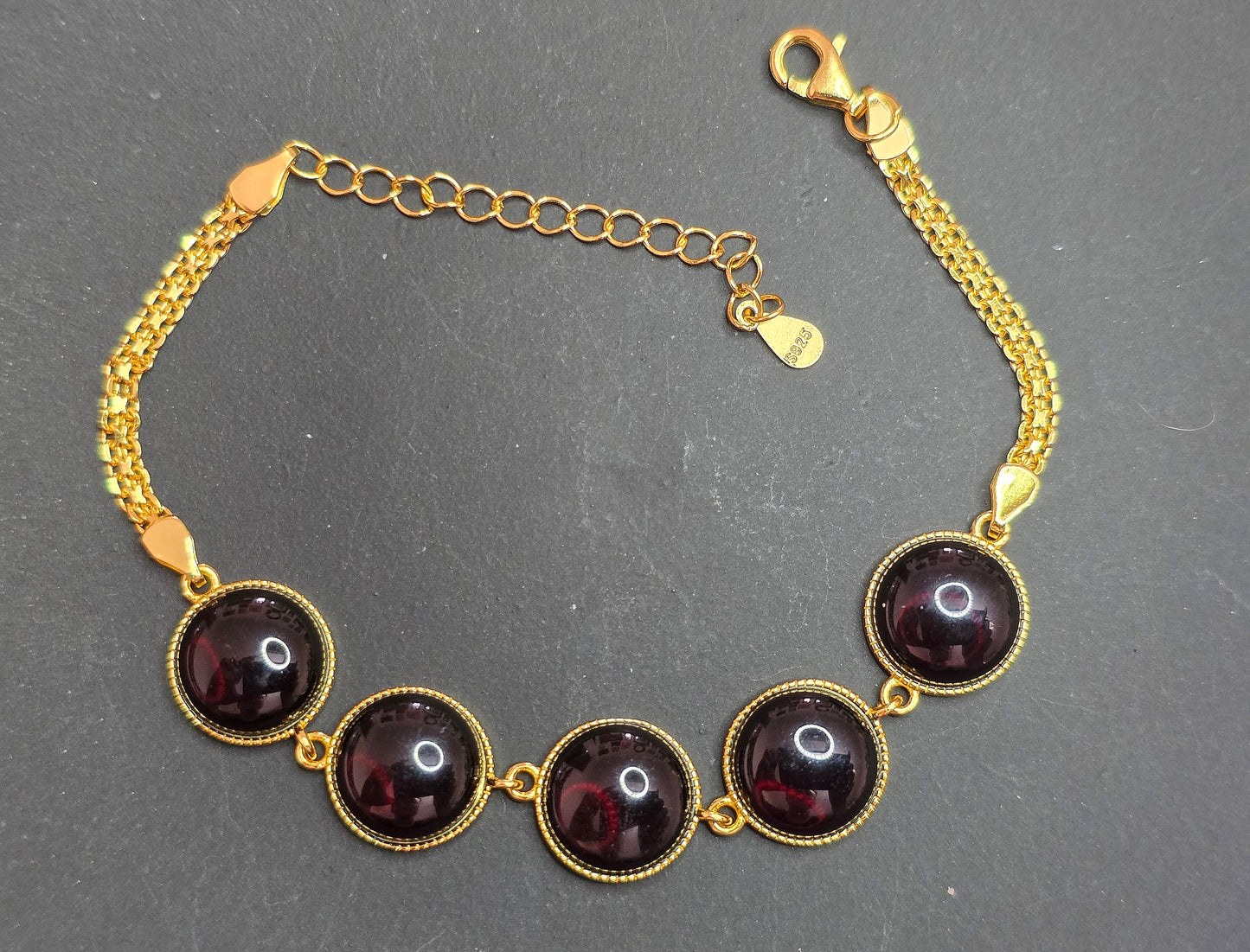 Dark Amber Sterling Silver Bracelet