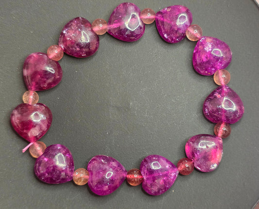 14mm Lepidolite Heart Stretch Bracelet