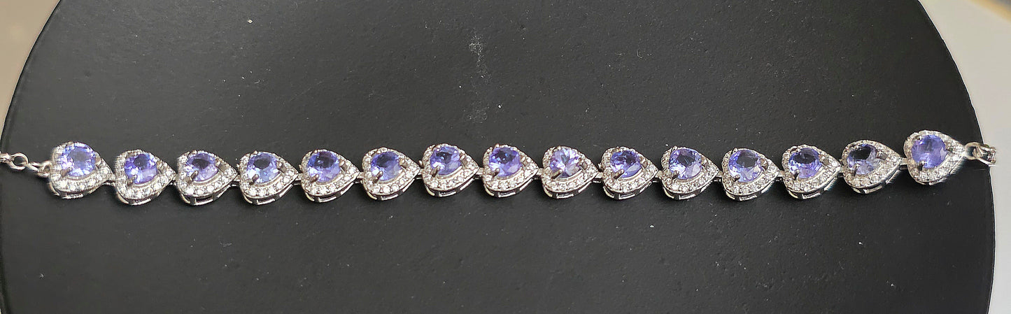 Tanzanite Heart Sterling Silver Bracelet