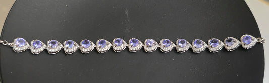 Tanzanite Heart Sterling Silver Bracelet