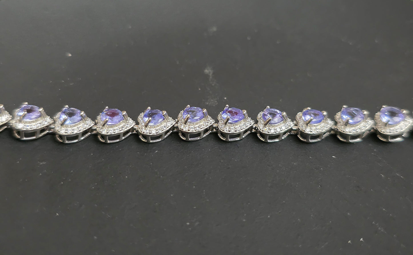 Tanzanite Heart Sterling Silver Bracelet