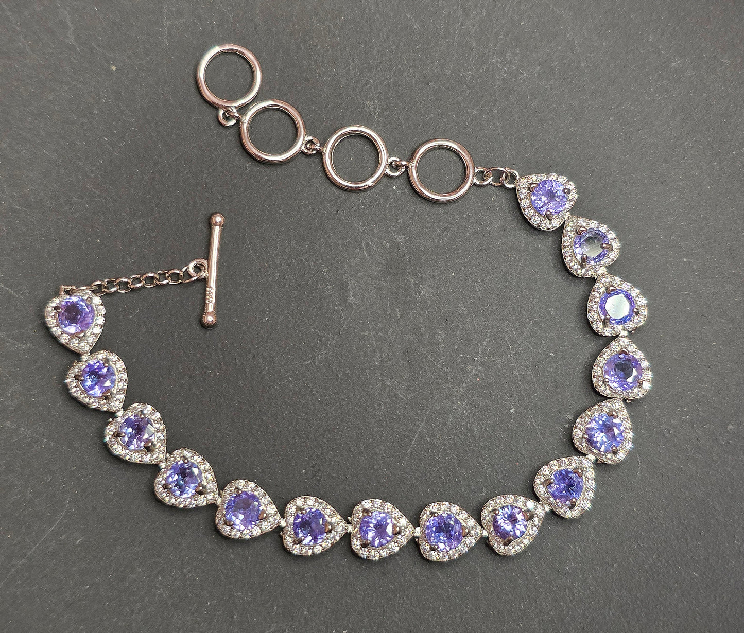 Tanzanite Heart Sterling Silver Bracelet
