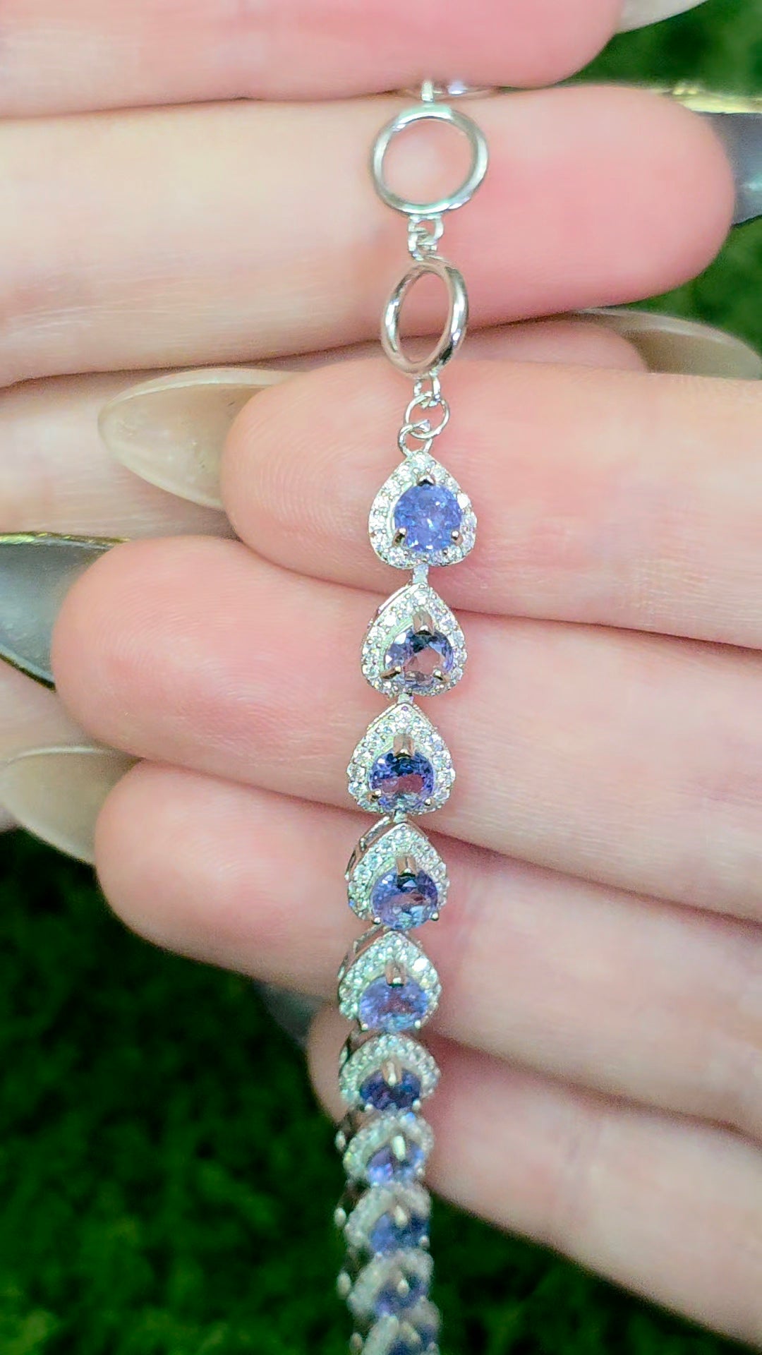 Tanzanite Heart Sterling Silver Bracelet