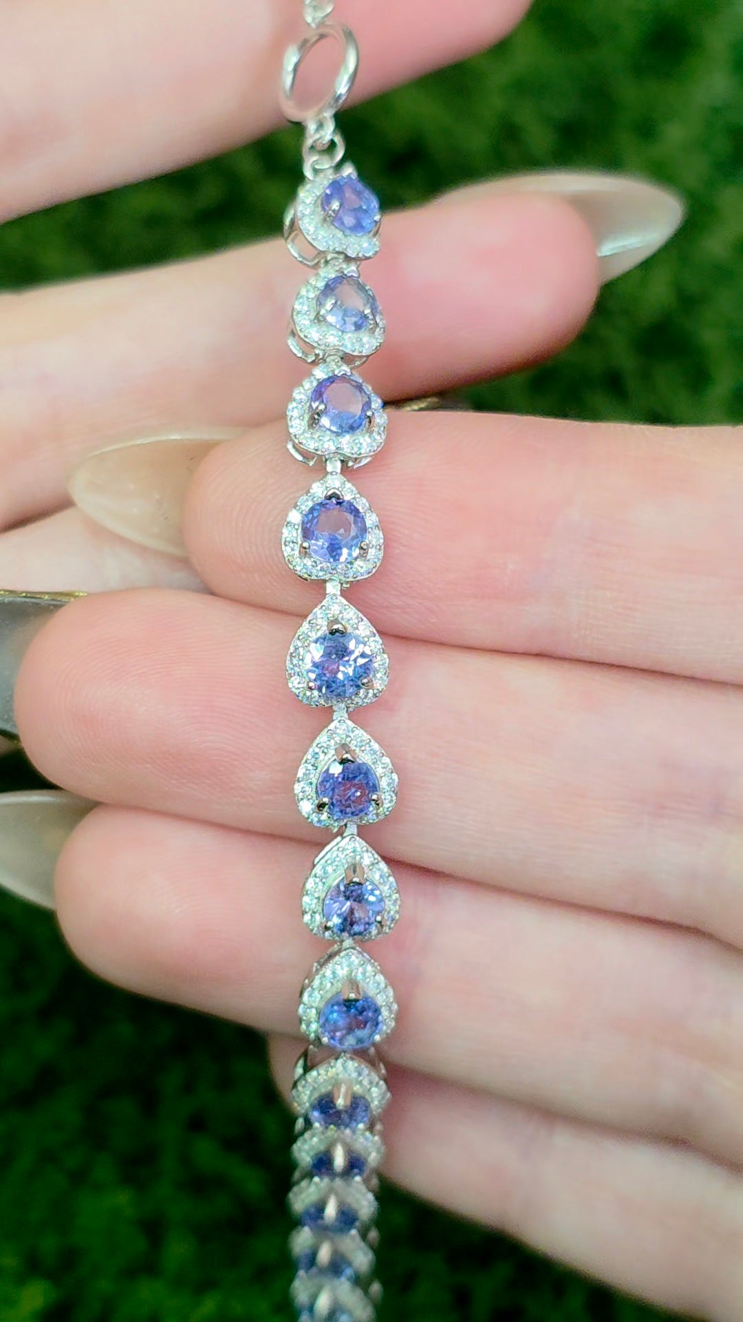 Tanzanite Heart Sterling Silver Bracelet