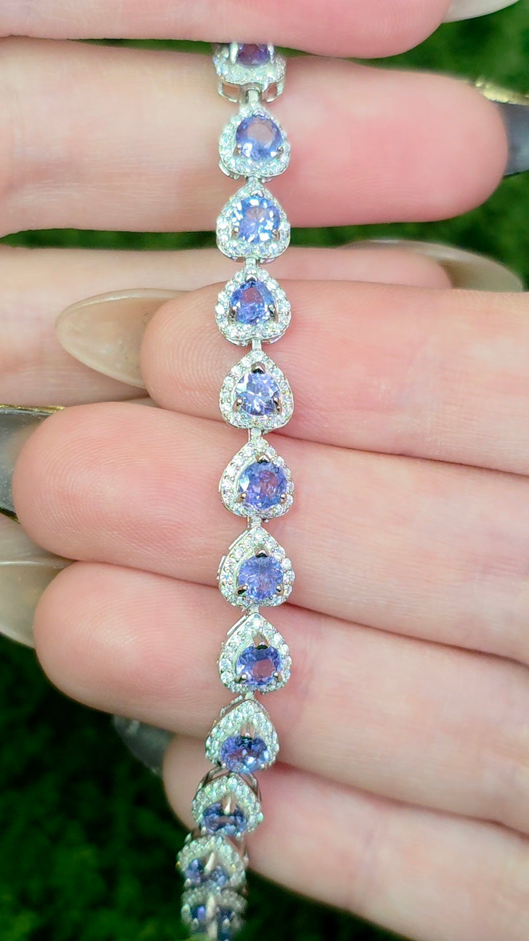 Tanzanite Heart Sterling Silver Bracelet