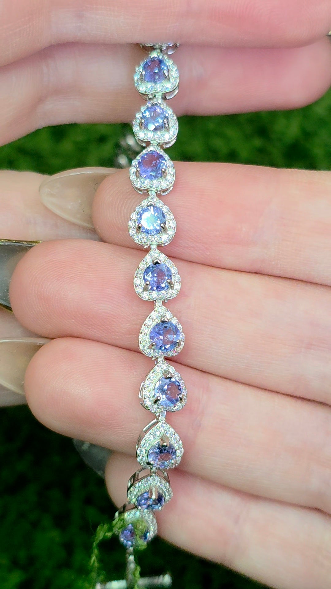 Tanzanite Heart Sterling Silver Bracelet