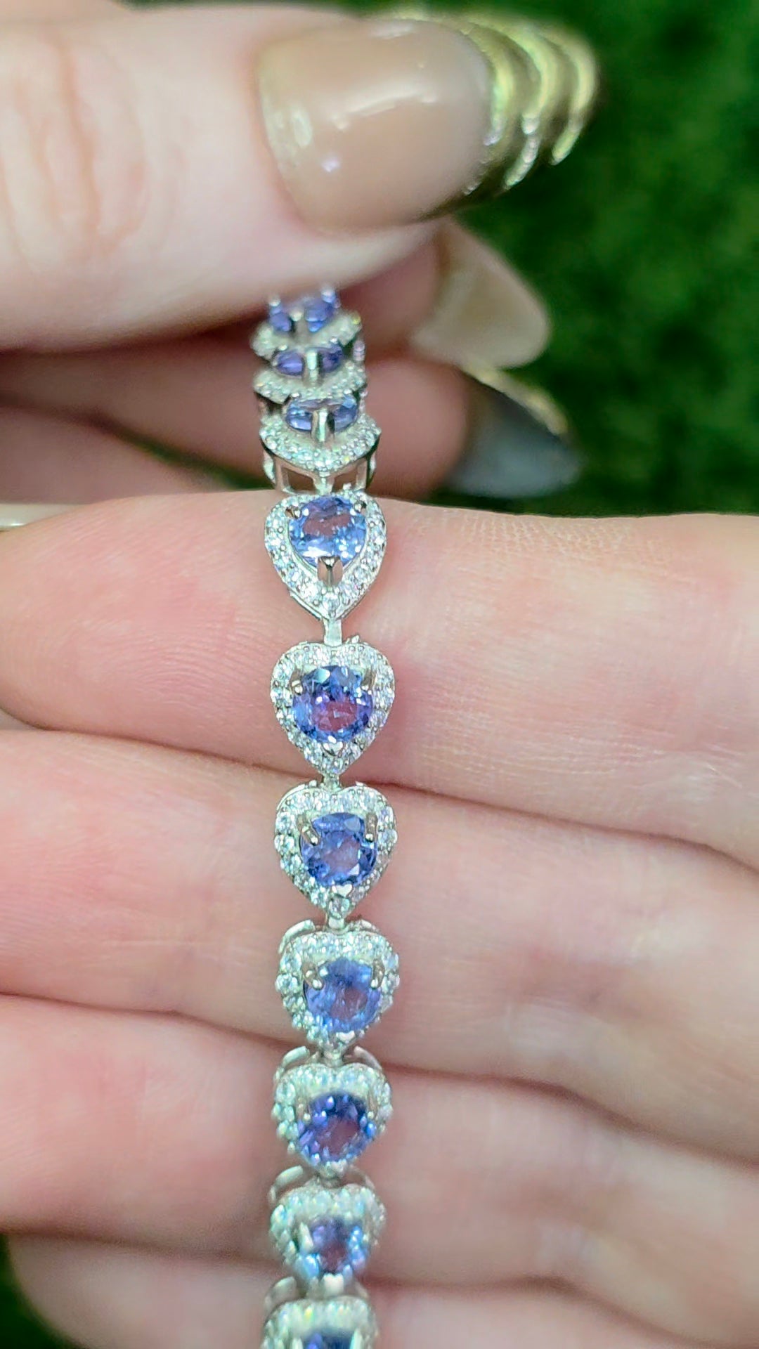 Tanzanite Heart Sterling Silver Bracelet