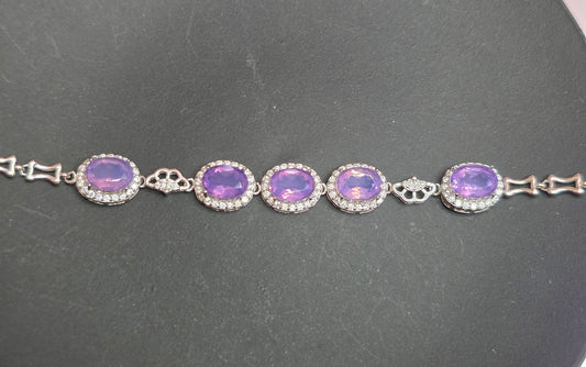 Lavender Moon Quartz Sterling Silver Link Bracelet