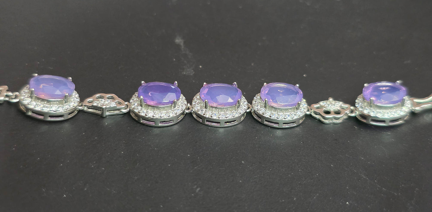 Lavender Moon Quartz Sterling Silver Link Bracelet