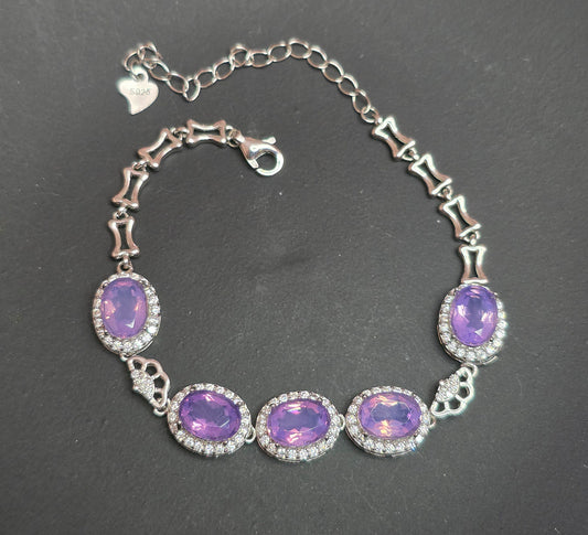 Lavender Moon Quartz Sterling Silver Link Bracelet