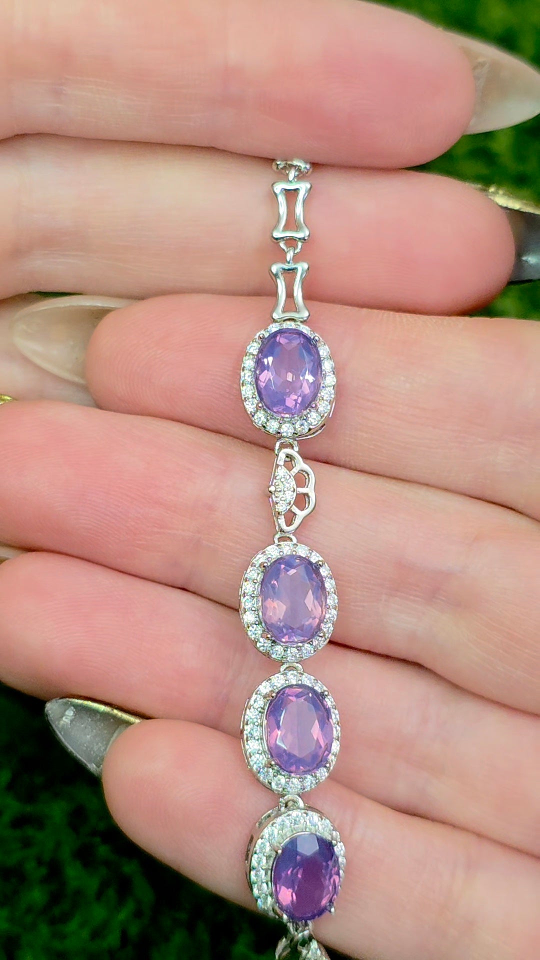 Lavender Moon Quartz Sterling Silver Link Bracelet