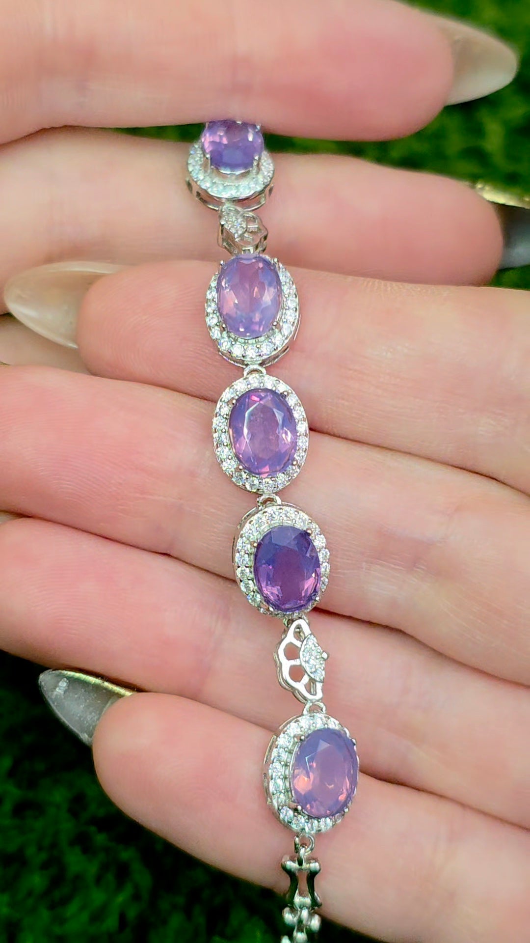 Lavender Moon Quartz Sterling Silver Link Bracelet
