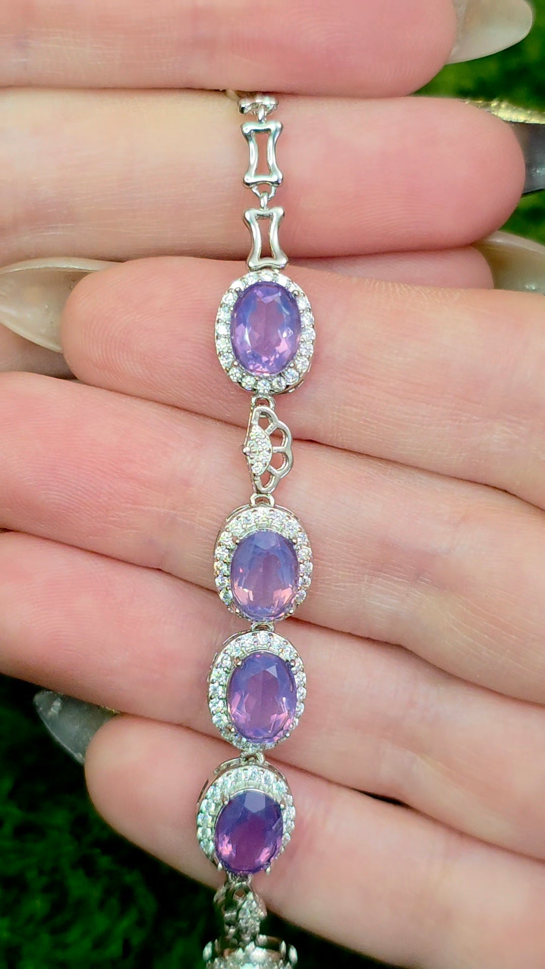 Lavender Moon Quartz Sterling Silver Link Bracelet