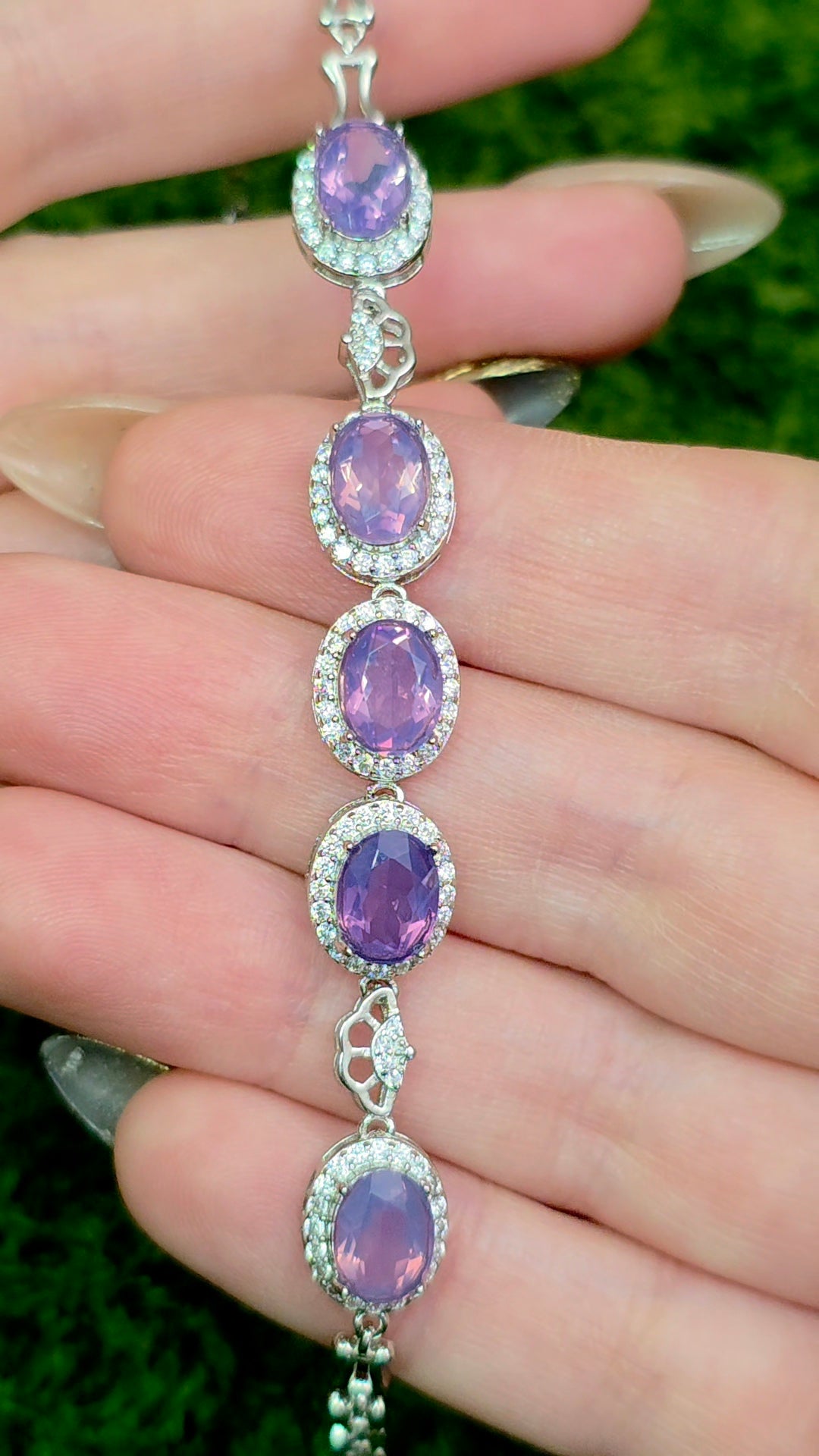 Lavender Moon Quartz Sterling Silver Link Bracelet