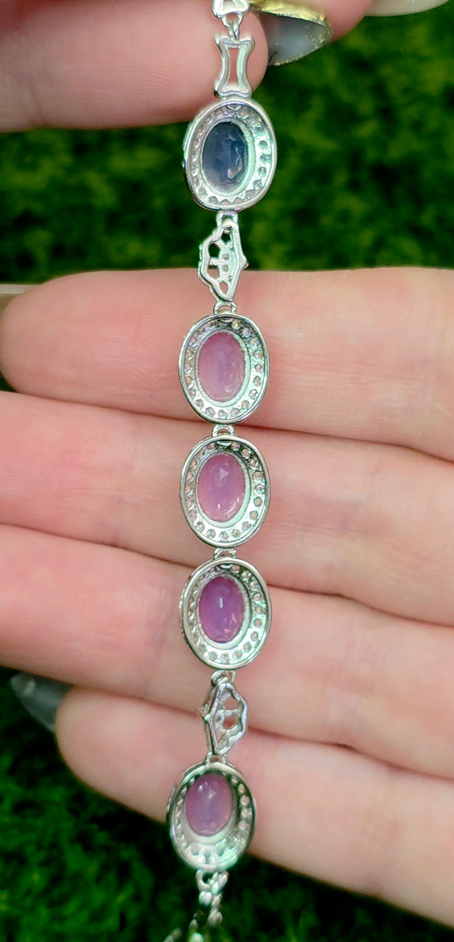Lavender Moon Quartz Sterling Silver Link Bracelet