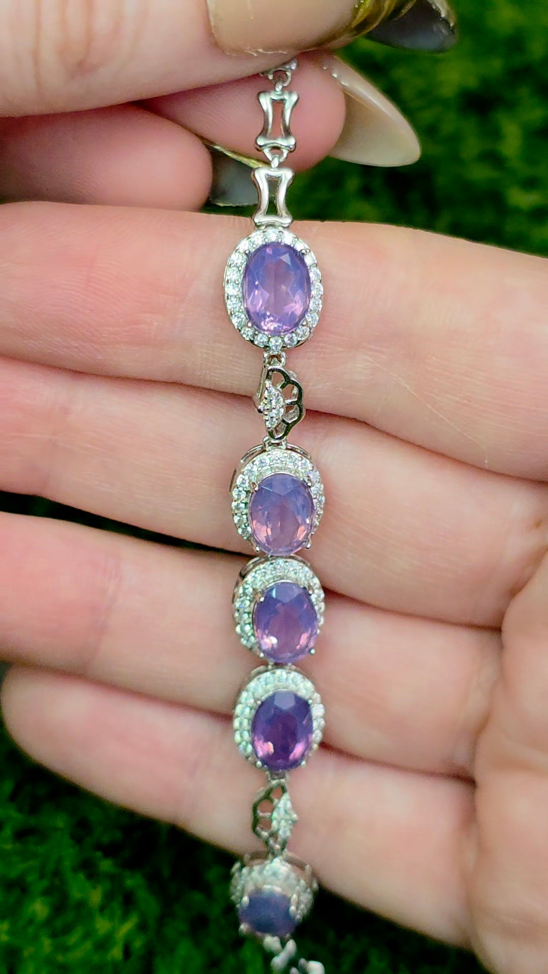 Lavender Moon Quartz Sterling Silver Link Bracelet