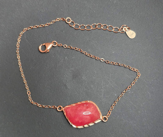 Rhodochrosite Sterling Silver Bracelet
