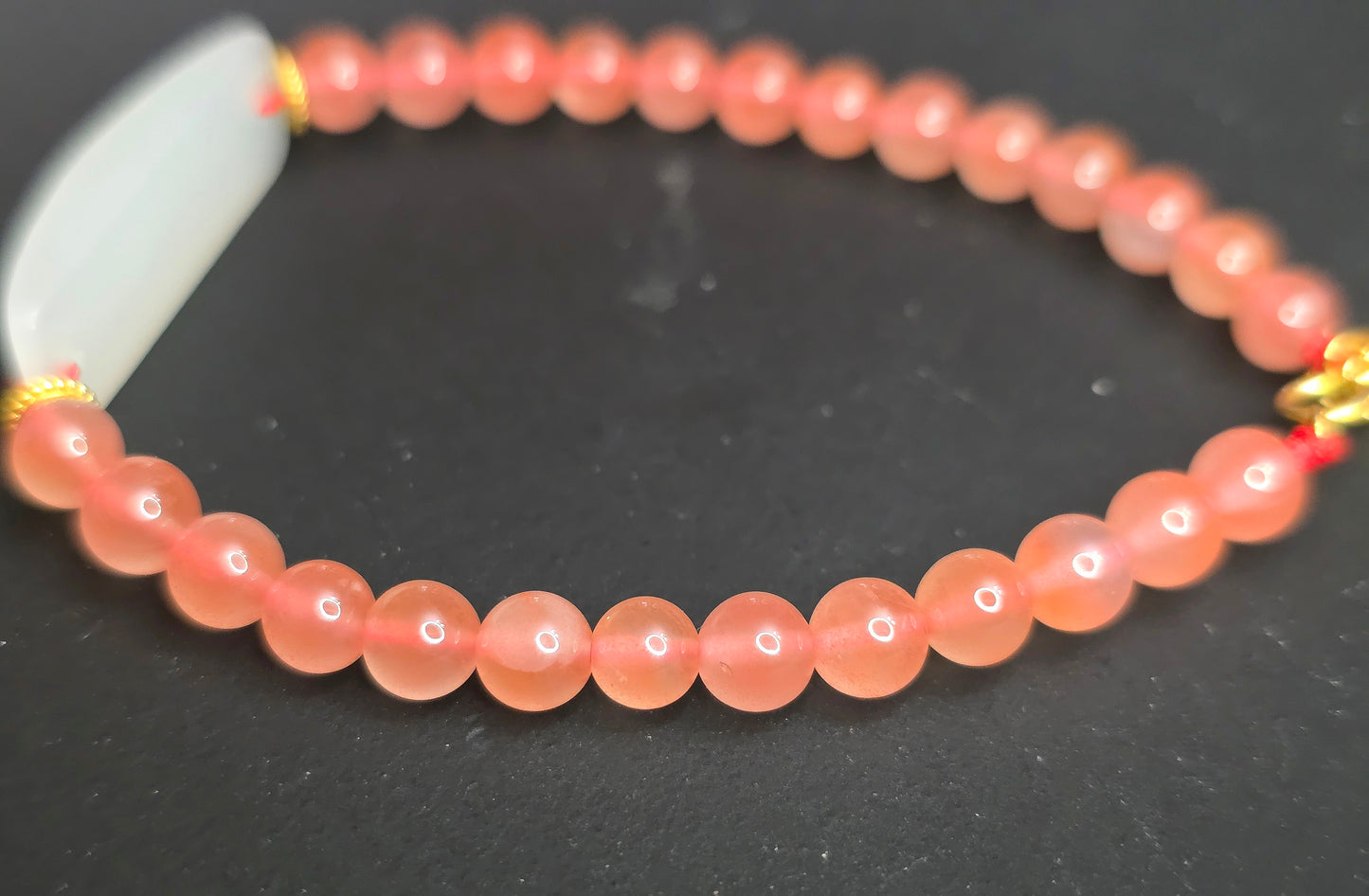 White Jadeite and Nanhong Agate Sterling Silver Bracelet